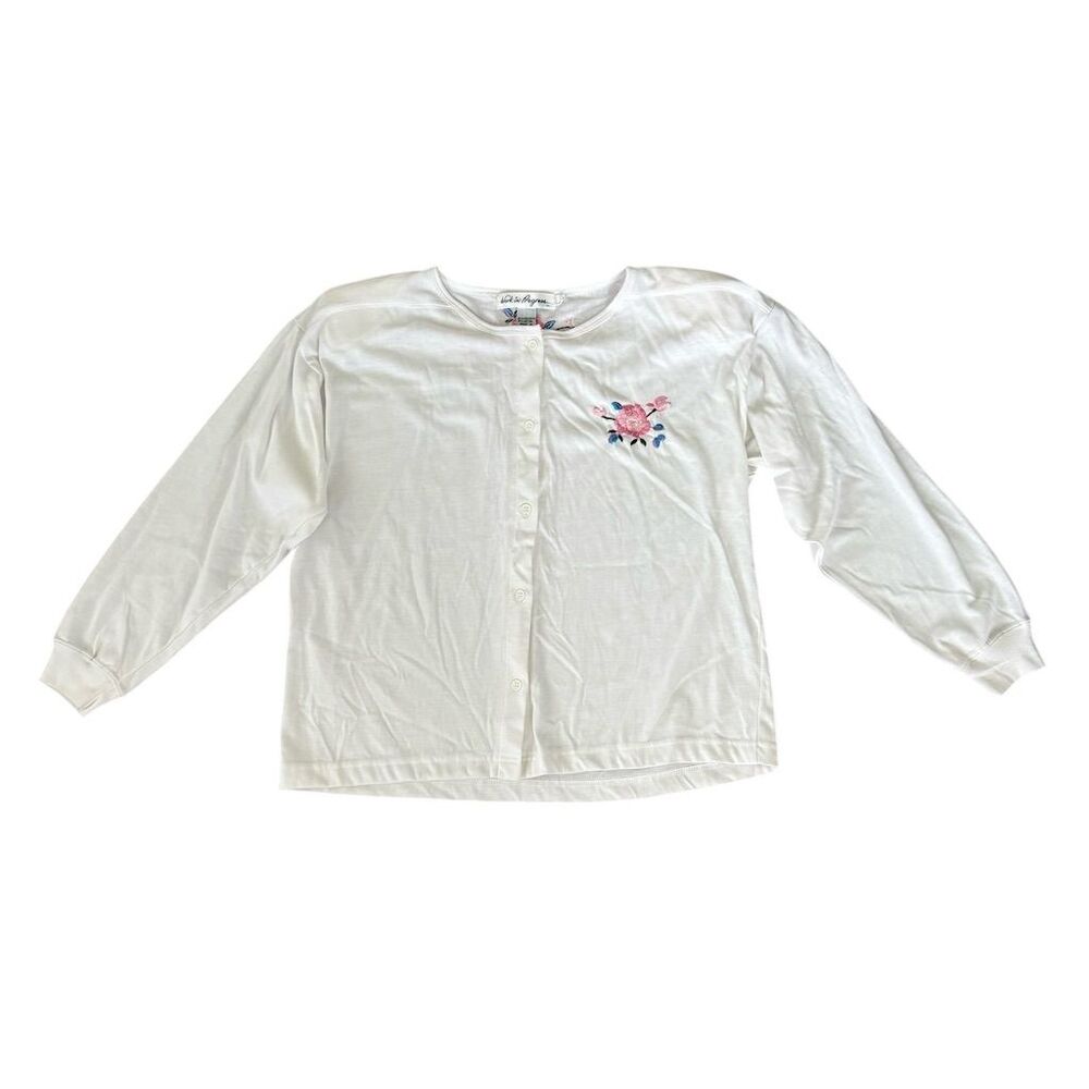 Work‎ in Progress Women's Vintage Ivory Floral Embroidered  Blouse Size L